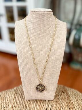 Upcycled Gucci Pave Flower Necklace